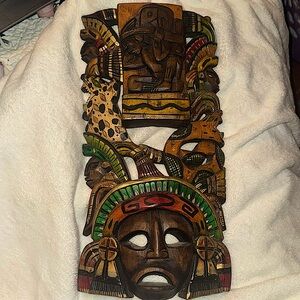 Aztec wood carving mask.